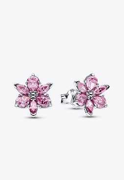 Herbarium Sparkling Pink Flower Stud Earrings