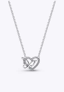 Entwined Heart & Butterfly Pendant Necklace 
