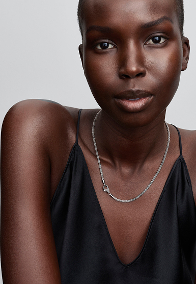  Foxtail sterling silver necklace with clear cubic zirconia