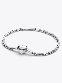 Heart Clasp Faceted Snake Chain Bracelet