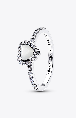 Elevated White Heart Ring