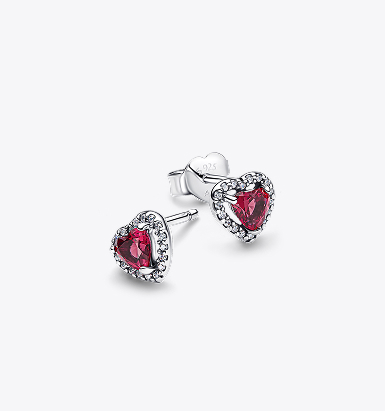 Elevated Red Heart Stud Earrings