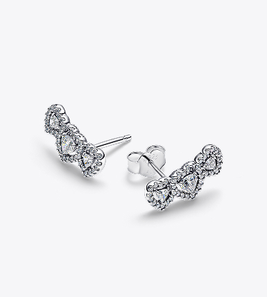 Halo Heart Trilogy Stud Earrings