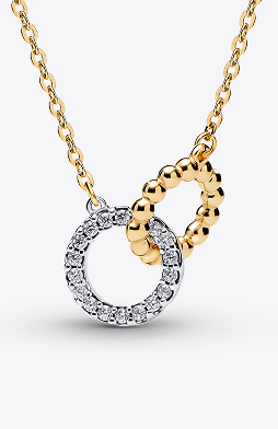 Beads & Pavé Interlocking Circles Necklace