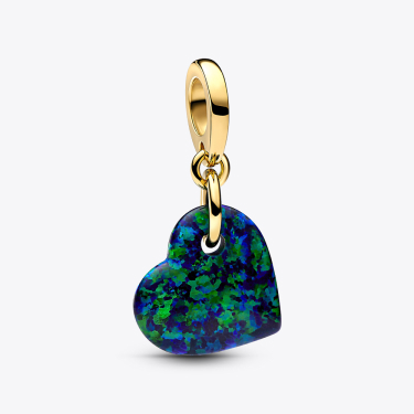 Charm Pendente Cuore Opale Verde e Blu