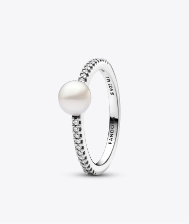 Anello Perla d’Acqua Dolce Coltivata e Pavè