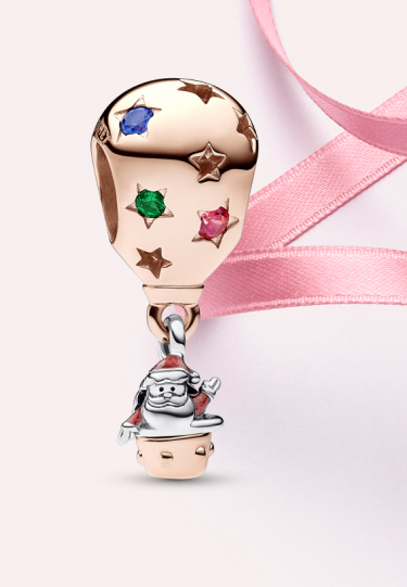 Two-tone Santa Claus in Hot Air Balloon Charm