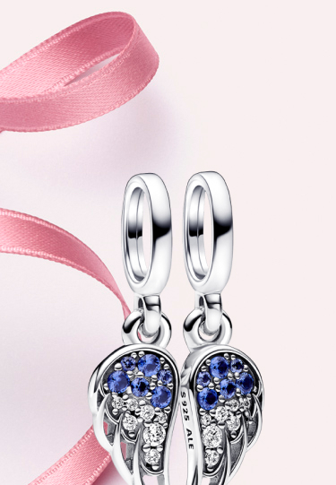 Sparkling Splittable Angel Wings Dangle Charm