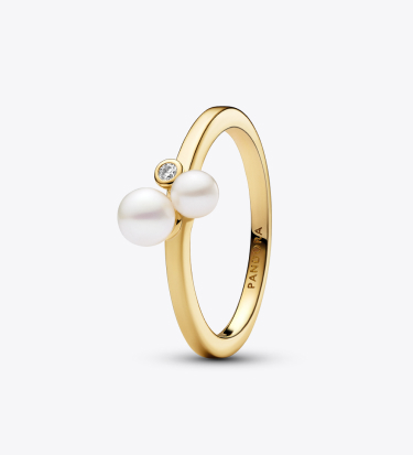 Anello Perle d'Acqua Dolce Coltivate e Punto Luce