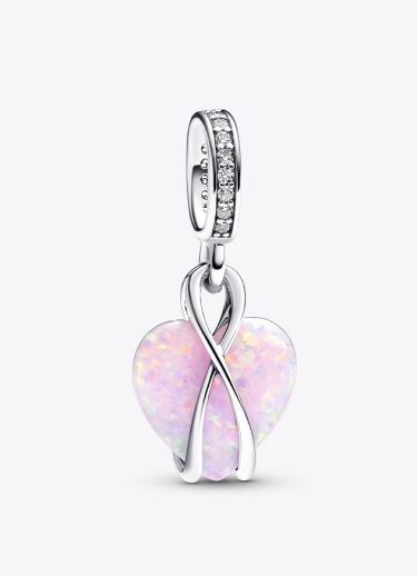 Charm Pendente Cuore di Mamma Rosa Opalescente
