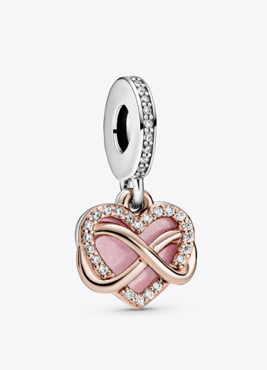 Charm Pendente Cuore e Infinito Rosa