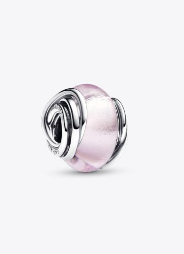 Charm Vetro di Murano Rosa e Cerchi