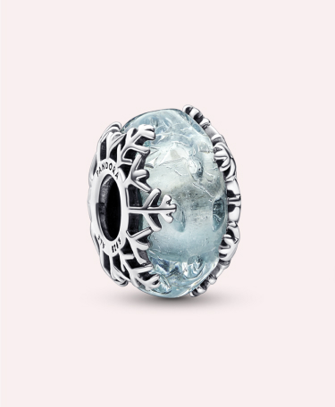 Winter Blue Snowflake Murano Charm