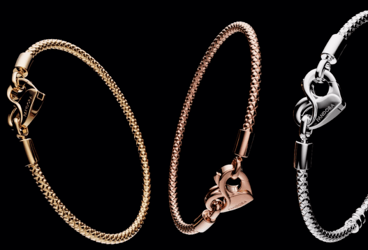The Pandora Studded Chain in three metal finishes