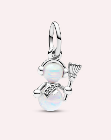 Charm Pendente Pupazzo di Neve Opale