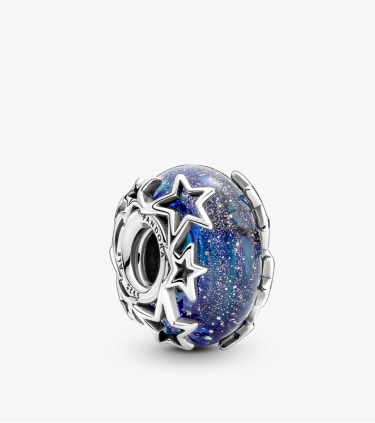 Charm Vetro di Murano Blu con Stelle