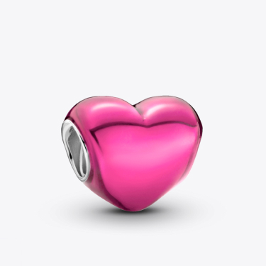 Charm Cuore Metallico Rosa
