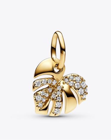 Charm Pendente Foglia di Monstera Scintillante