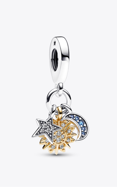 Charm Pendente Stella, Sole e Luna