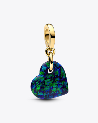 Charm Pendente Cuore Opale Verde e Blu