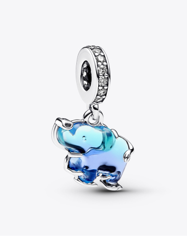 Charm Pendente Elefante Vetro di Murano Blu
