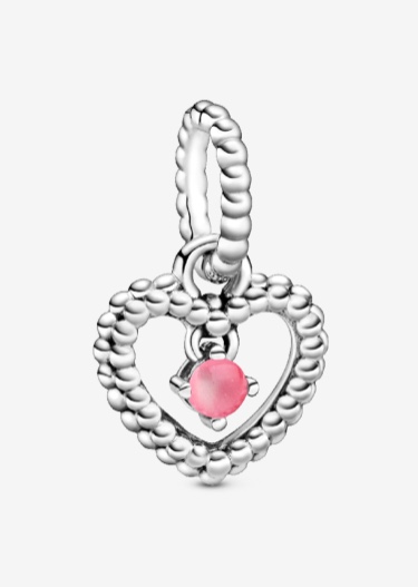 October Birthstone Heart Dangle Charm