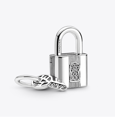 Charm Pendente Lucchetto e Chiave dell'Amore da incidere