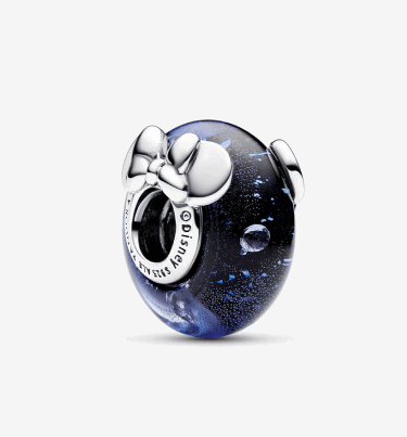 Disney Mickey Mouse & Minnie Mouse Blue Murano Glass Charm