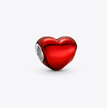 Metallic Red Heart Charm