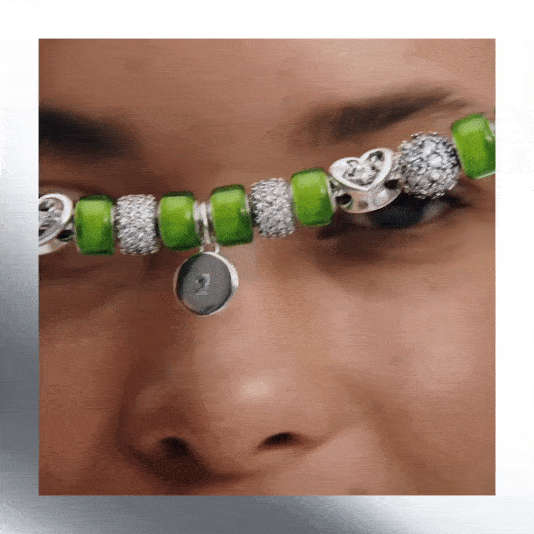 colorful charms in a fully stacked bracelets