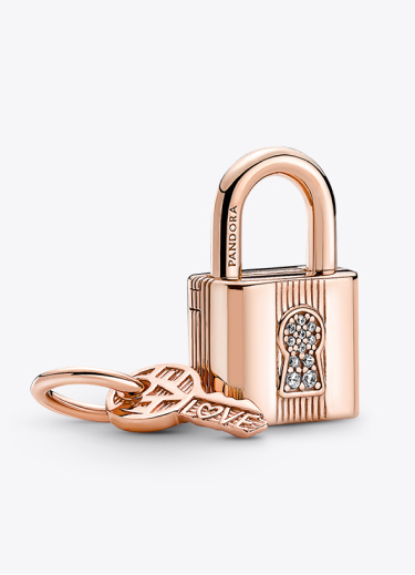 Charm Pendente Lucchetto e Chiave dell'Amore da incidere