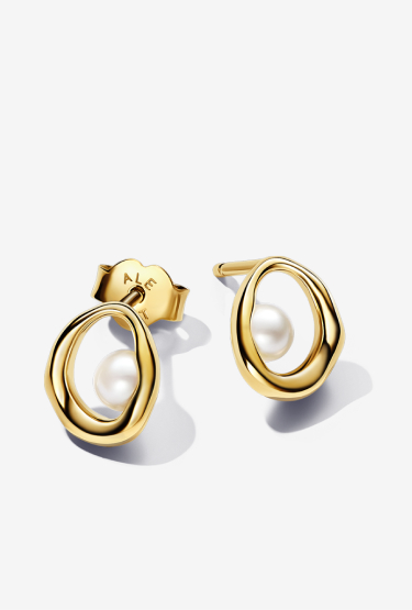Orecchini Linea Sinuosa Ovale con Perla d'Acqua Dolce Coltivata