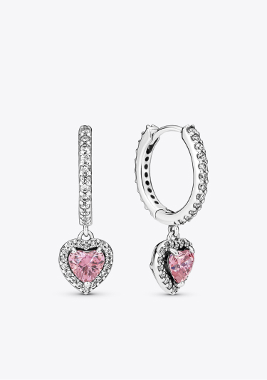 Orecchini Cerchi Cuori Rosa