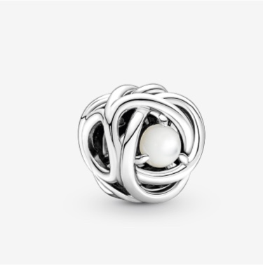 June White Mother of Pearl Eternity Circle Charm