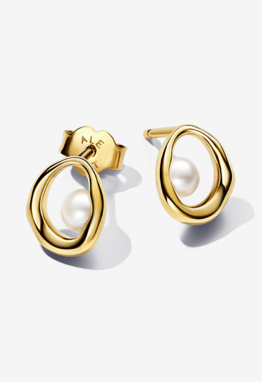 Organically Shaped Oval & Treated Freshwater Cultured Pearl Stud Earrings