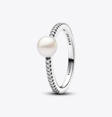 Anello Perla d’Acqua Dolce Coltivata e Pavè