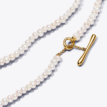Treated Freshwater Cultured Pearls T-bar Collier Necklace
