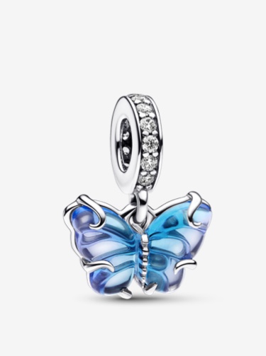 Charm Pendente Farfalla Vetro di Murano Blu