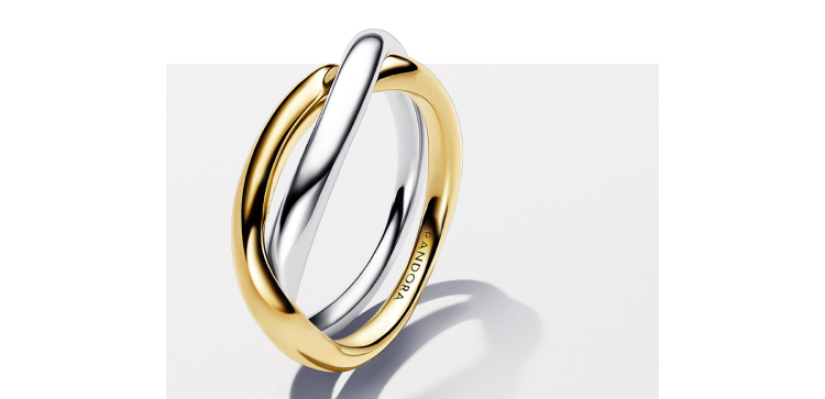 Anello Fascia Intrecciata Bicolore