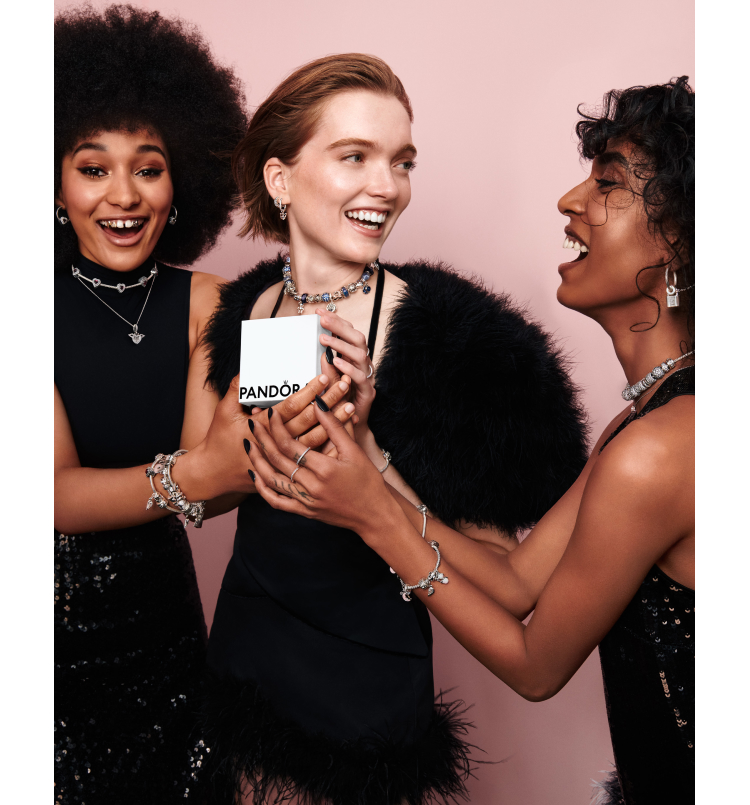 Woman wearing sparkling Pandora jewellery
