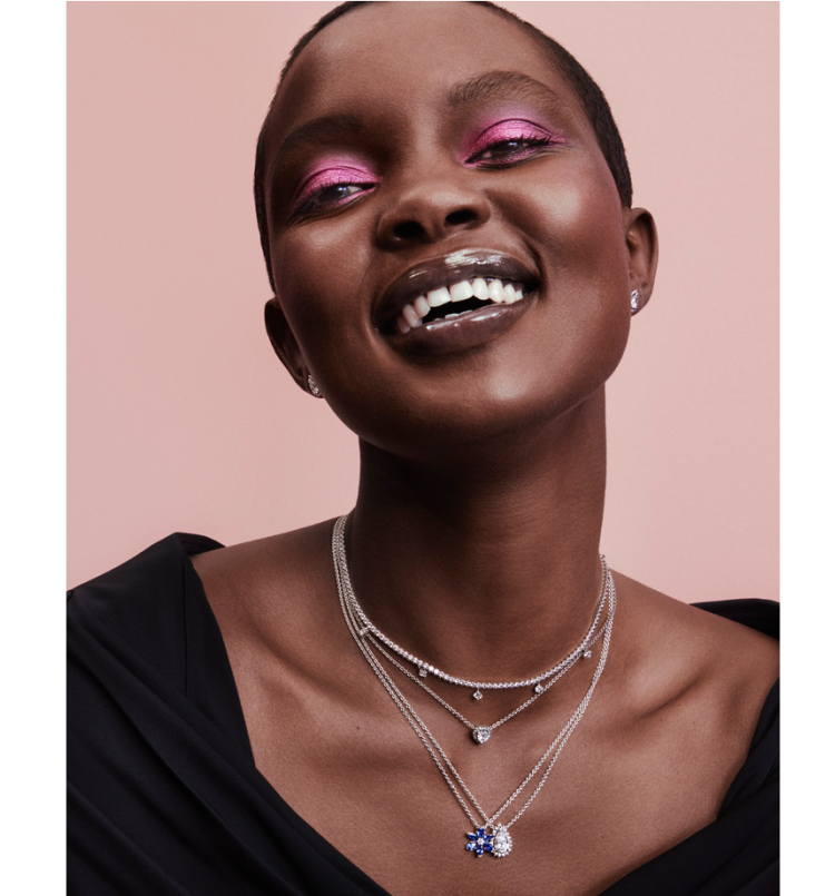Woman wearing sparkling Pandora jewellery