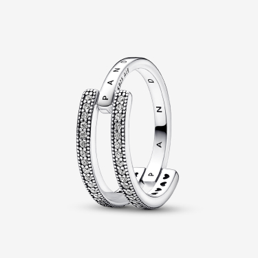 Pandora Signature Dvojitý prsten s logem a pavé