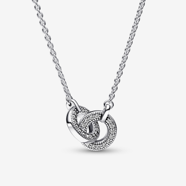 Pandora Signature Náhrdelník s propleteným přívěskem Pavé