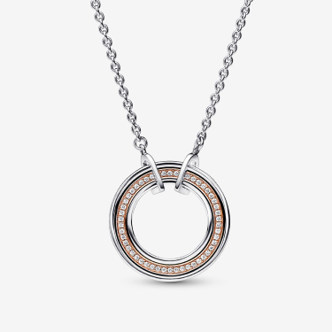 Pandora Signature Dvoubarevný náhrdelník s logem a Pavé