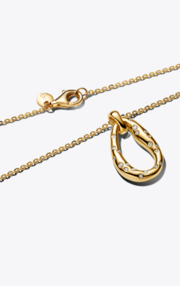 Organically Shaped Stone-Set Pendant Necklace 