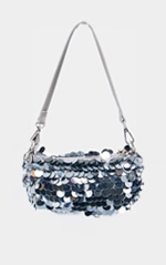 Gun Metal Satin Metallic Sequin Handbag
