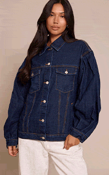 Indigo Cocoon Sleeve Oversized Denim Jacket