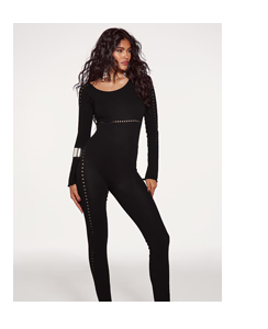 Black Sheer Knit Cut Out Detail Jumpsuit