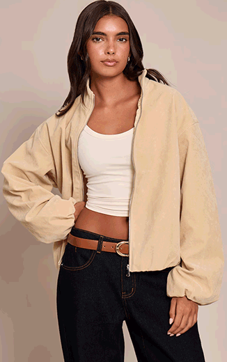 Buttercream Suede Bomber Jacket