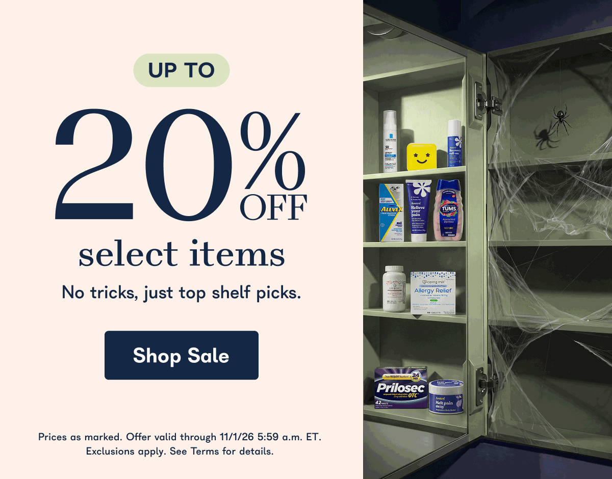 Up to 20% off select items. No tricks, just top shelf picks. Prices as marked. Offer valid through 11/1/26 5:59 a.m.. ET. Exclusions apply. See Terms for details. - Shop Sale
